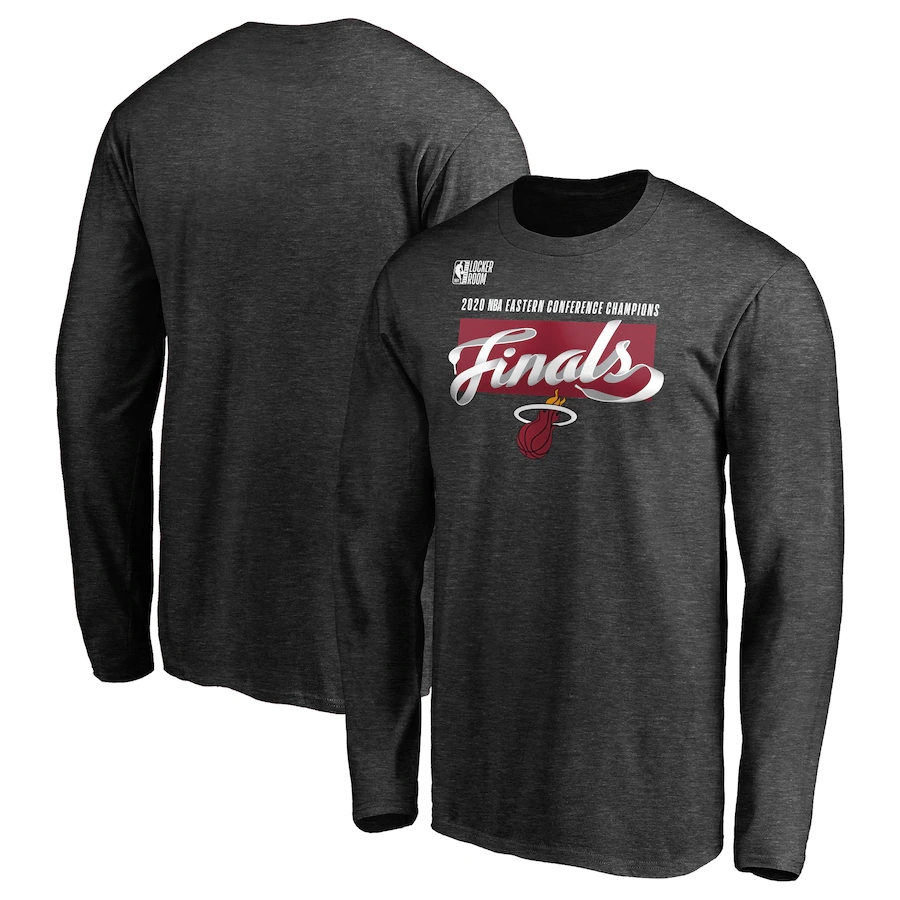 Men's Miami Heat 2020 Heather Charcoal Eastern Conference Champions Locker Room Long Sleeve T-Shirt
